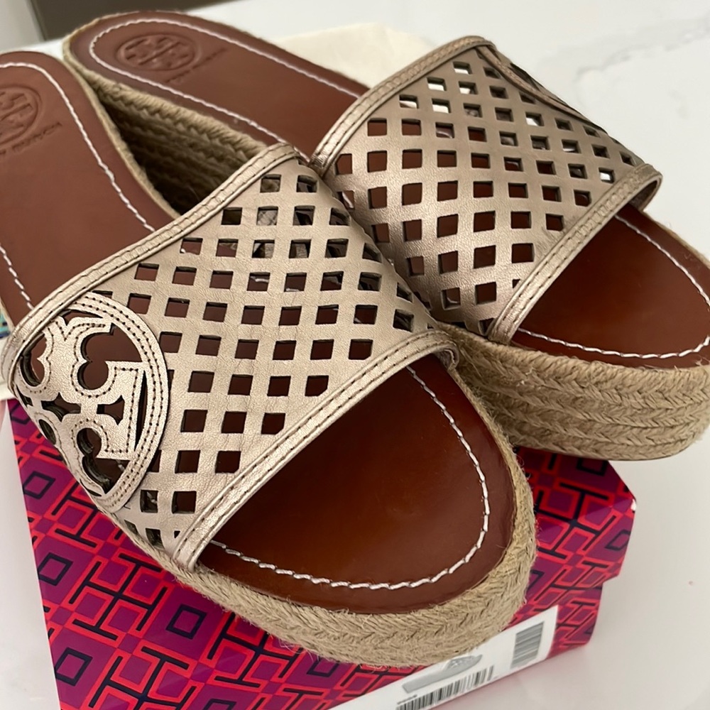 Tory Burch Metallic Slides